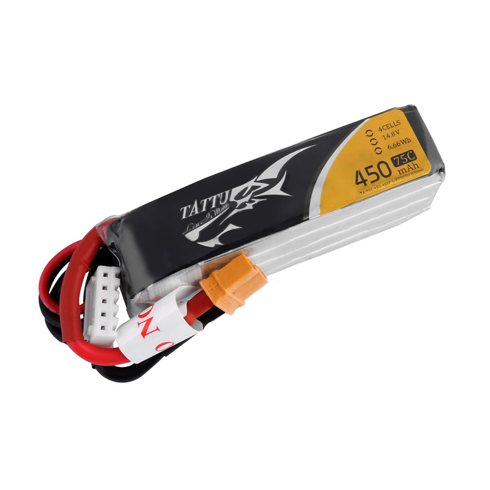 Tattu 450mAh 4S 75C LiPo Battery - Long Size XT30