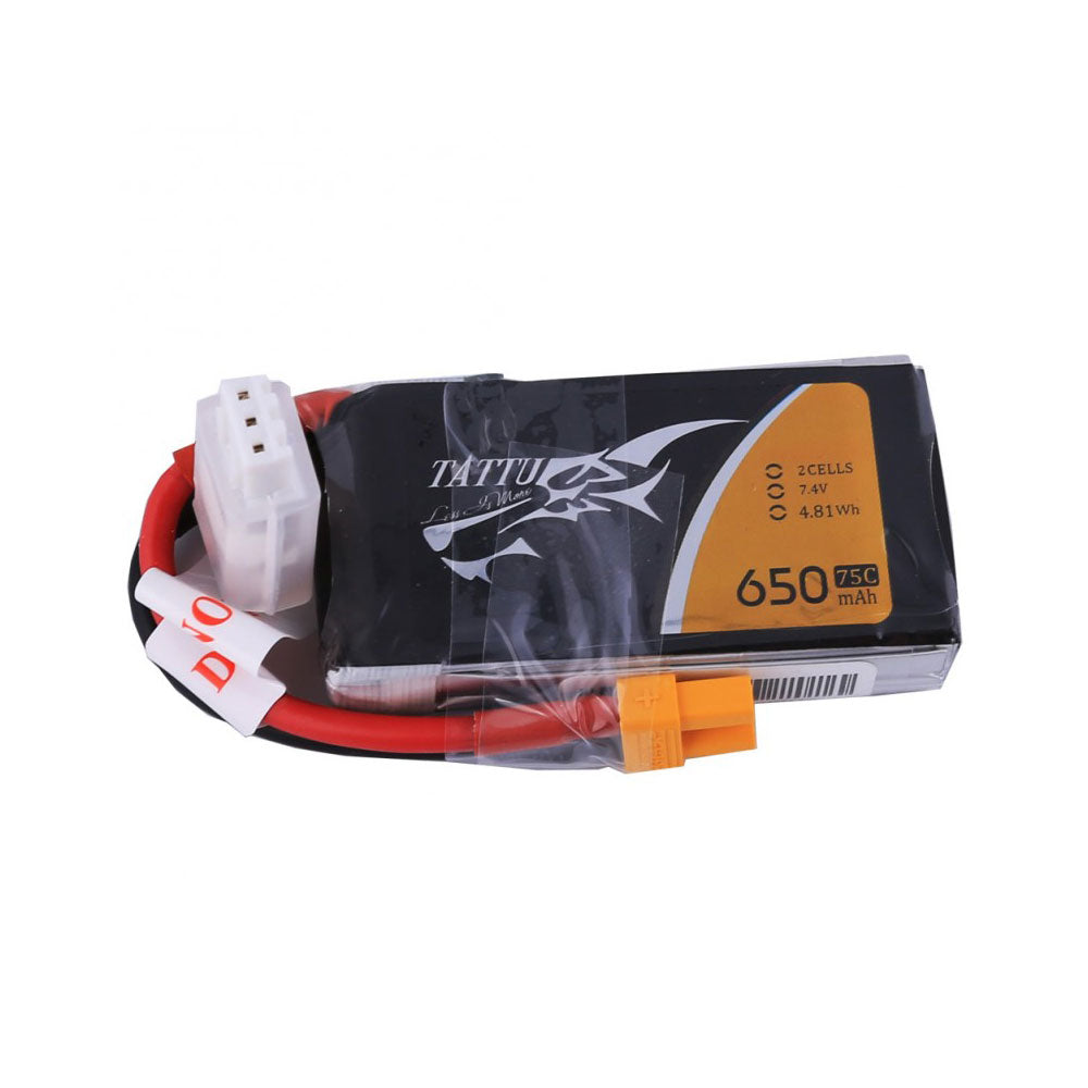 TATTU 650mAh 2S1P 75C 7.4V Lipo Battery Pack with XT30 plug