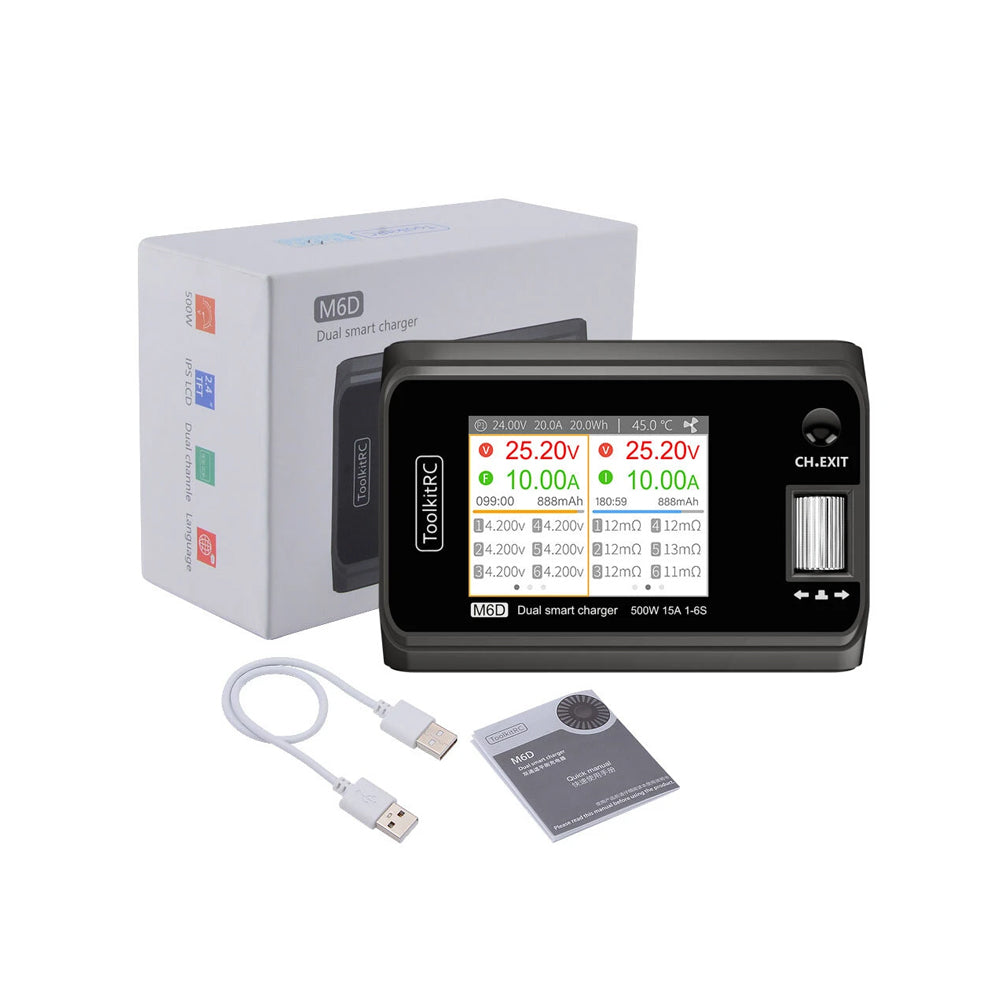 ToolKitRC M6D 500W 15A 1-6S DC Dual Smart Charger