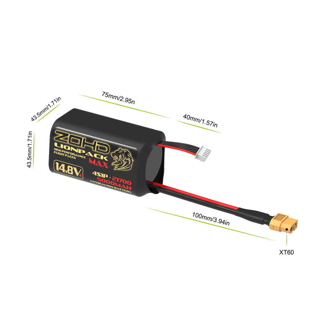 ZOHD Lionpack Max 21700 4S1P 5000mAh 14.8V Li-ion Battery
