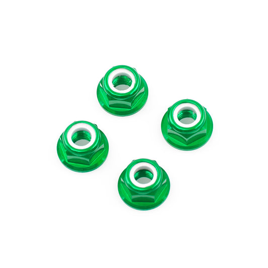 M5 Green Aluminum Flange Lock Nut (set of 4)