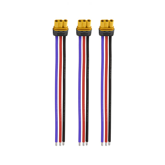 Amass MR30 18AWG LiPo Pigtail w Protective Sleeve - Female (3Pcs)