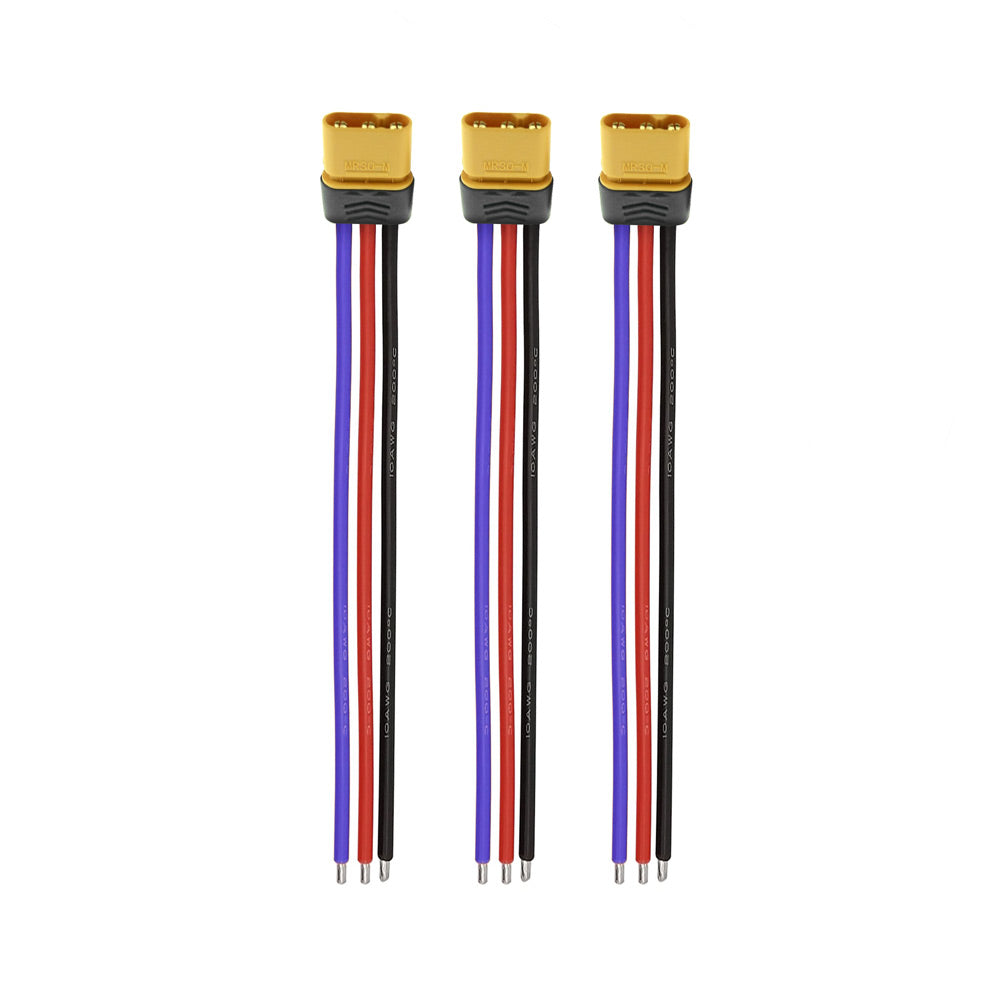 Amass MR30 18AWG LiPo Pigtail w Protective Sleeve - Male (3Pcs)