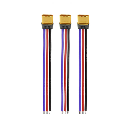 Amass MR30 18AWG LiPo Pigtail w Protective Sleeve - Male (3Pcs)