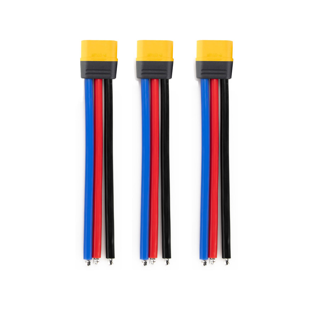 Amass MR60 12AWG LiPo Pigtail w/ Protective Sleeve - Male (3Pcs)