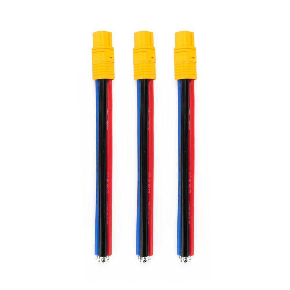 Amass MT60 12AWG LiPo Pigtail w Protective Sleeve - Male (3Pcs)