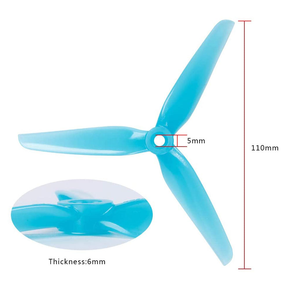HQProp R38 HeadsUp Racing 5.1x3.8x3 Propeller (Set of 4 - Blue)