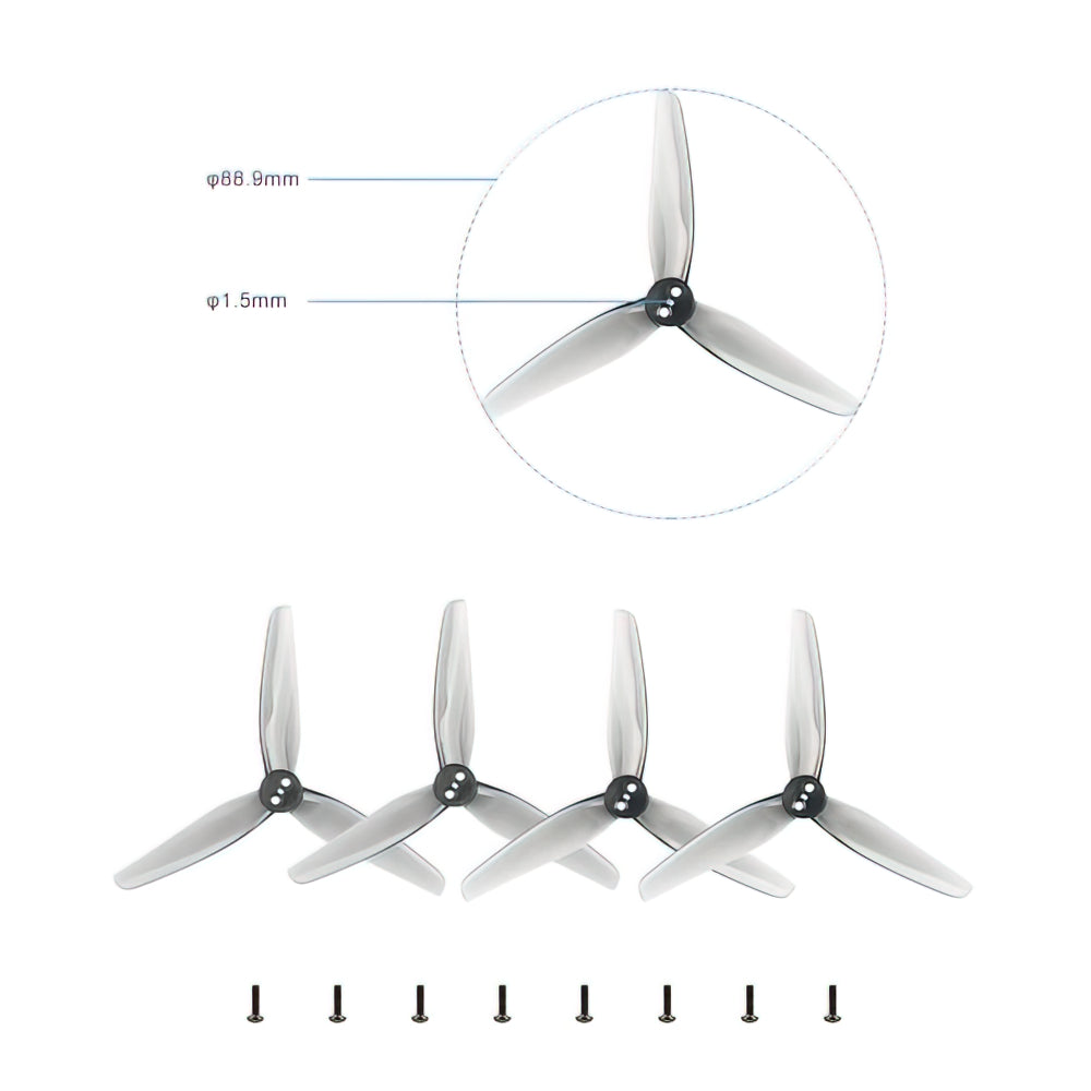 HQProp T3.5x2x3 Propeller (Set of 4) w/ 1.5MM Shaft - Gray