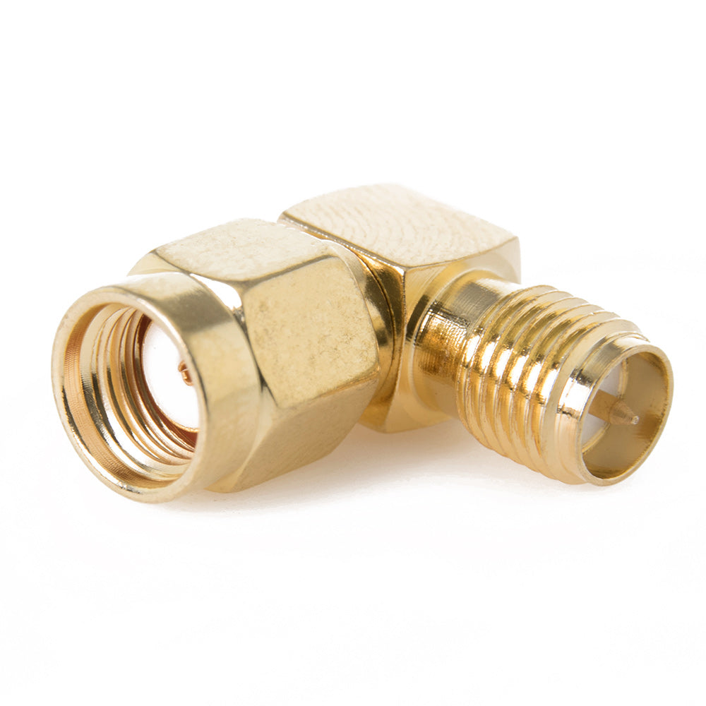 RP SMA 90 Degree Male to RP SMA Female Adapter