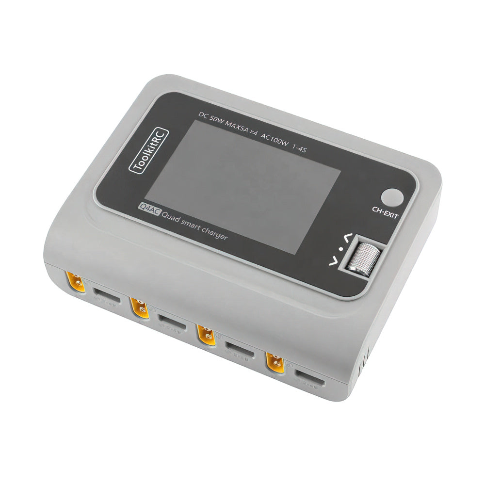 ToolkitRC Q4AC 1-4S 100W AC / 200W DC 4CH Smart Charger - XT60
