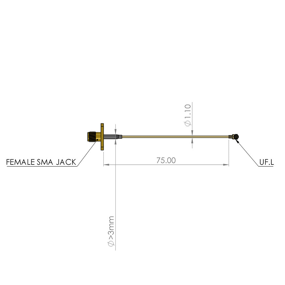 SMA Female to U.FL Extension Cable - 7cm