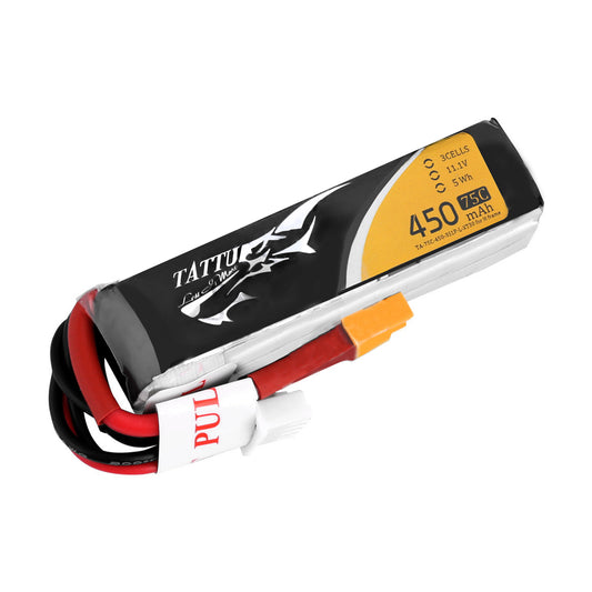 Tattu 450mAh 3S 75C LiPo Battery - Long Size XT30