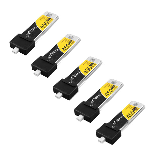 Tattu 450mAh HV 3.8V 75C 1S LiPo Battery (5pcs) - BT2.0