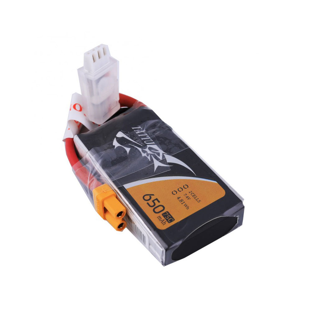 TATTU 650mAh 2S1P 75C 7.4V Lipo Battery Pack with XT30 plug