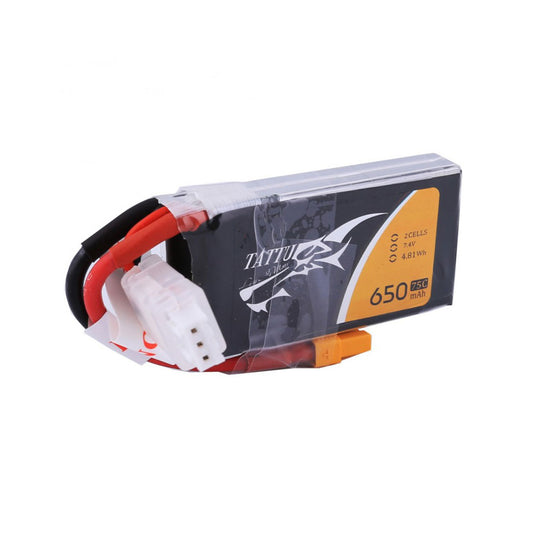 TATTU 650mAh 2S1P 75C 7.4V Lipo Battery Pack with XT30 plug