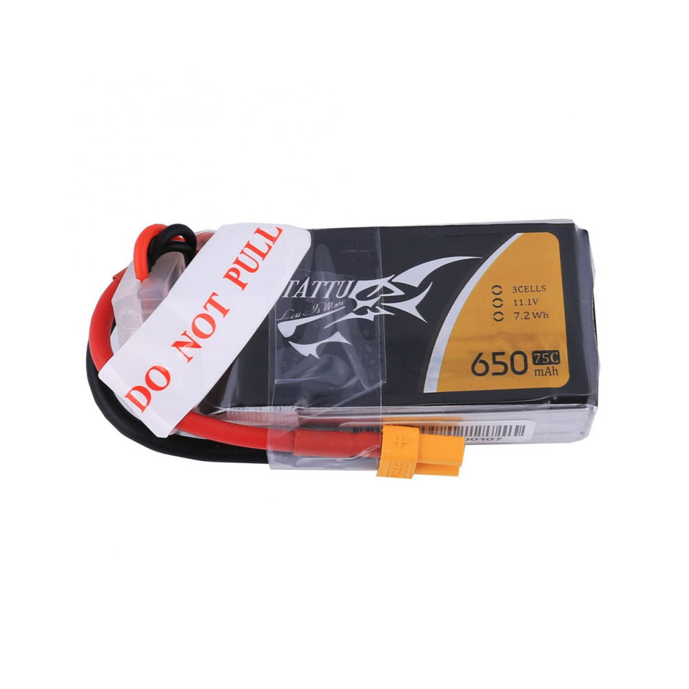 Tattu 650mAh 3S1P 75C 11.1V Lipo Battery Pack with XT30 plug