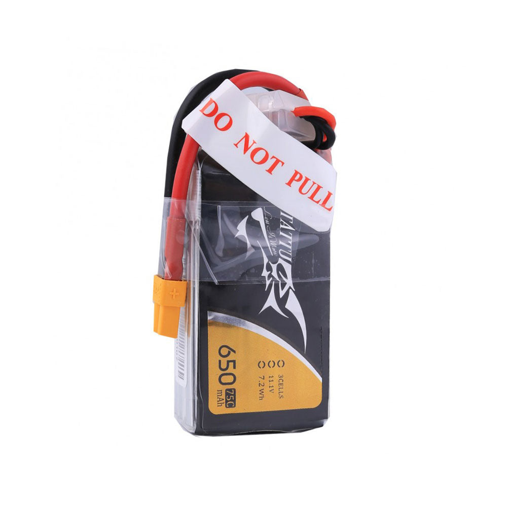 Tattu 650mAh 3S1P 75C 11.1V Lipo Battery Pack with XT30 plug