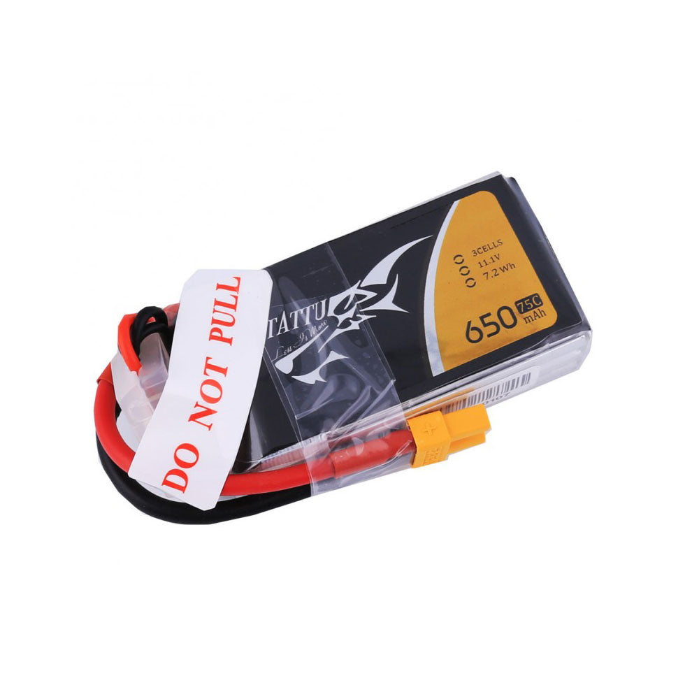 Tattu 650mAh 3S1P 75C 11.1V Lipo Battery Pack with XT30 plug