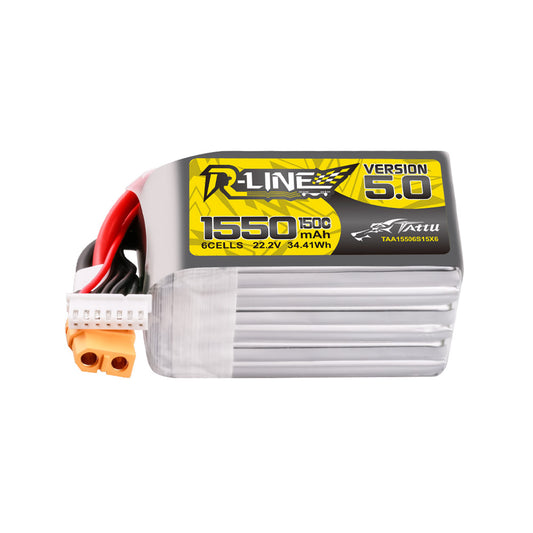 Tattu R-Line Version 5.0 1550mAh 6S 150C 22.2V LiPo Battery Pack - XT60