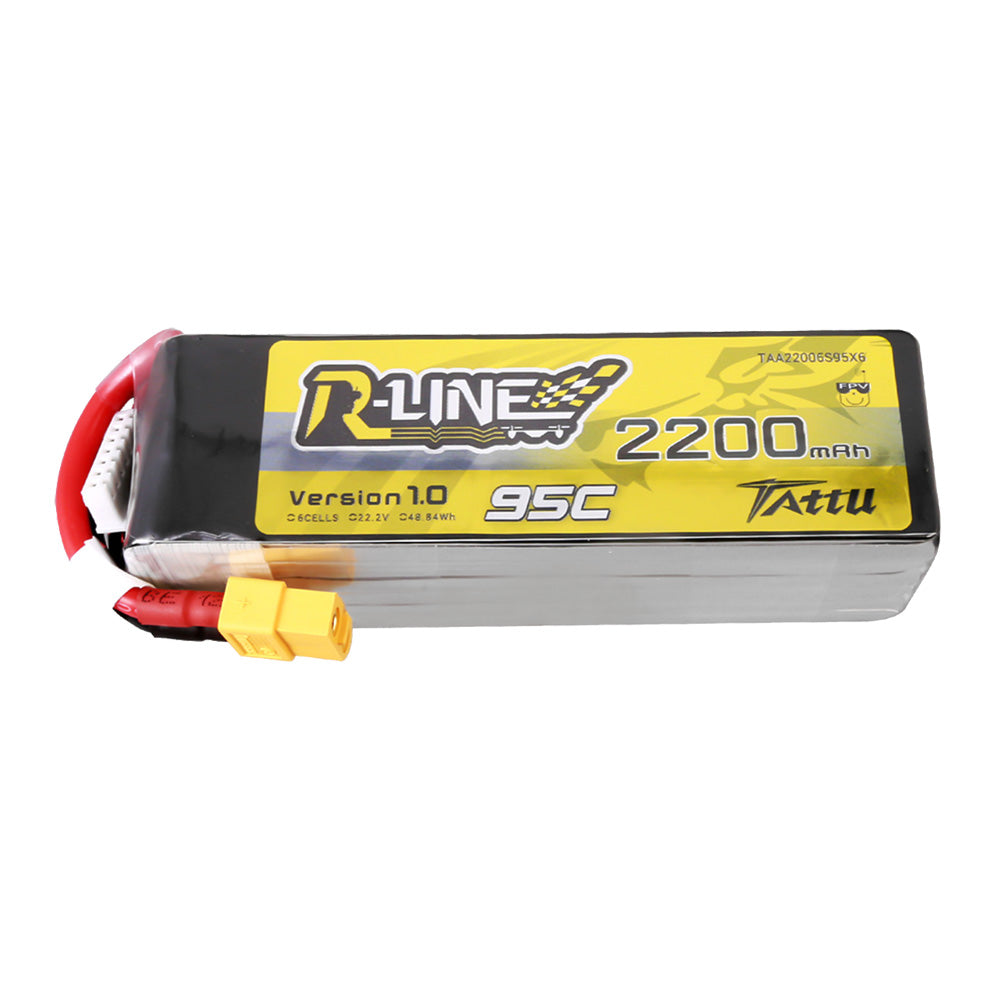 Tattu R-Line 22.2V 2200mah 6S 95C Lipo Battery For 7 Quad - XT60