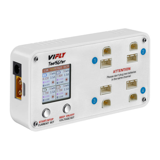 VIFLY ToothStor 4 Port 2S Balance Charger/Discharger + Storage Mode - BT3.0 + JST-XH2.54