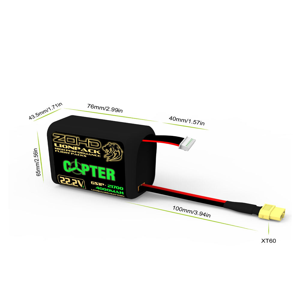 ZOHD Lionpack Copter 21700 6S1P 4000mAh 22.2V Li-ion Battery